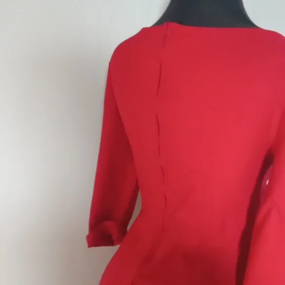 Pinup couture long sleeved red swing dress with pockets small - Picture 3 of 7